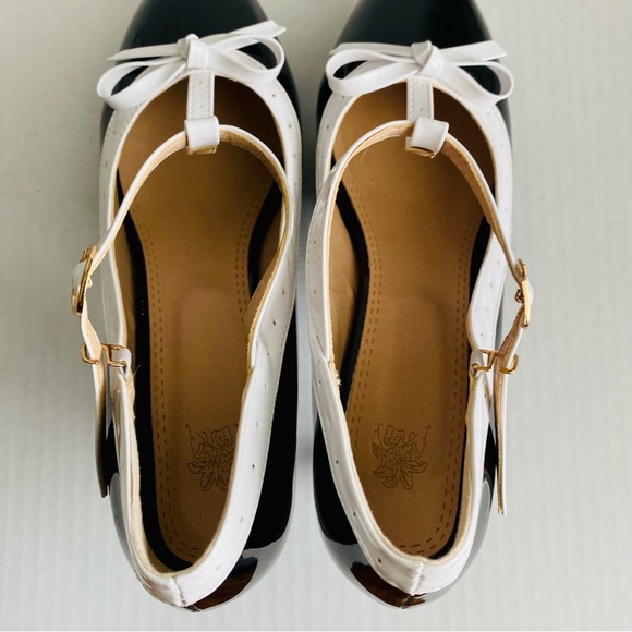 Women T-Strap High Heels Bow Platform Round Toe Pumps Leather Summer Sweet Shoes - Picture 7 of 10